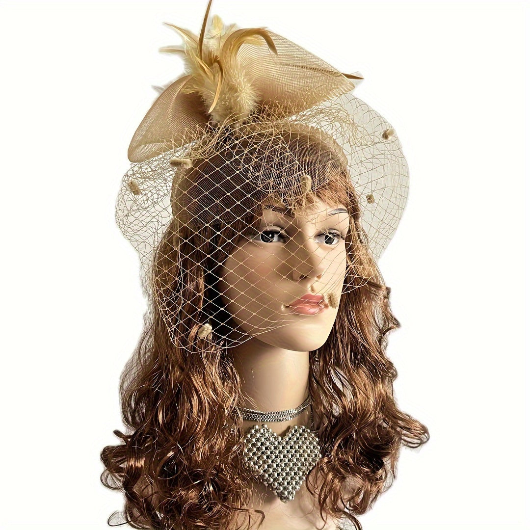 Vintage Feather Fascinator Headpiece for Weddings Tea Parties - Pink