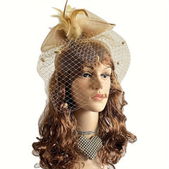 Vintage Feather Fascinator Headpiece for Weddings Tea Parties - Pink