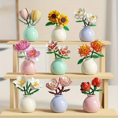 Eternal Flower Pot with Block Flowers DIY Green Plant Bouquet