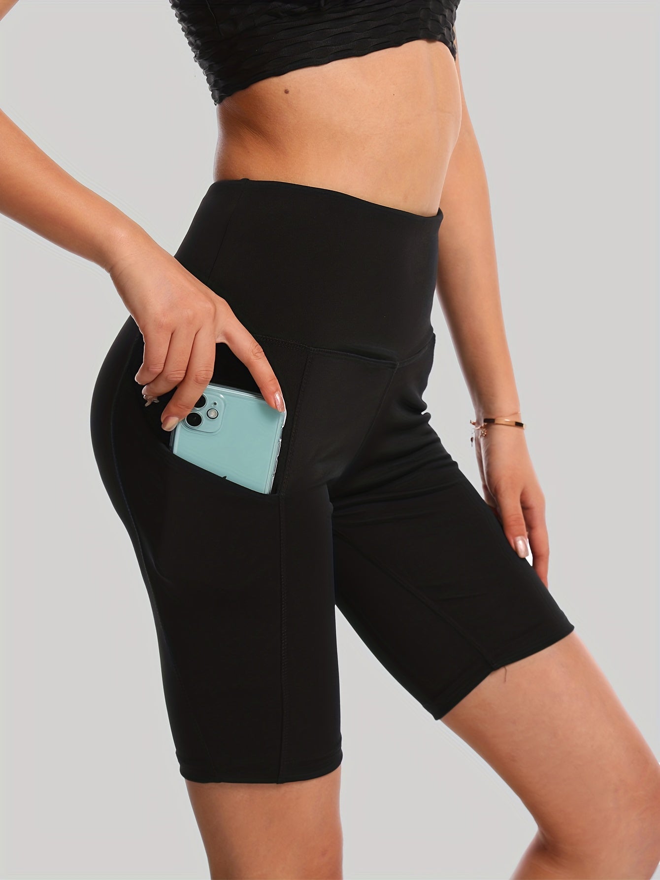 High Waist Pocket Yoga Workout Shorts Hip Lifting Running Fitness