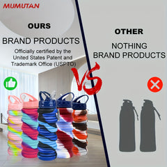 Mumutan Silicone Collapsible Water Bottle 16oz Expandable Straw Leak Proof