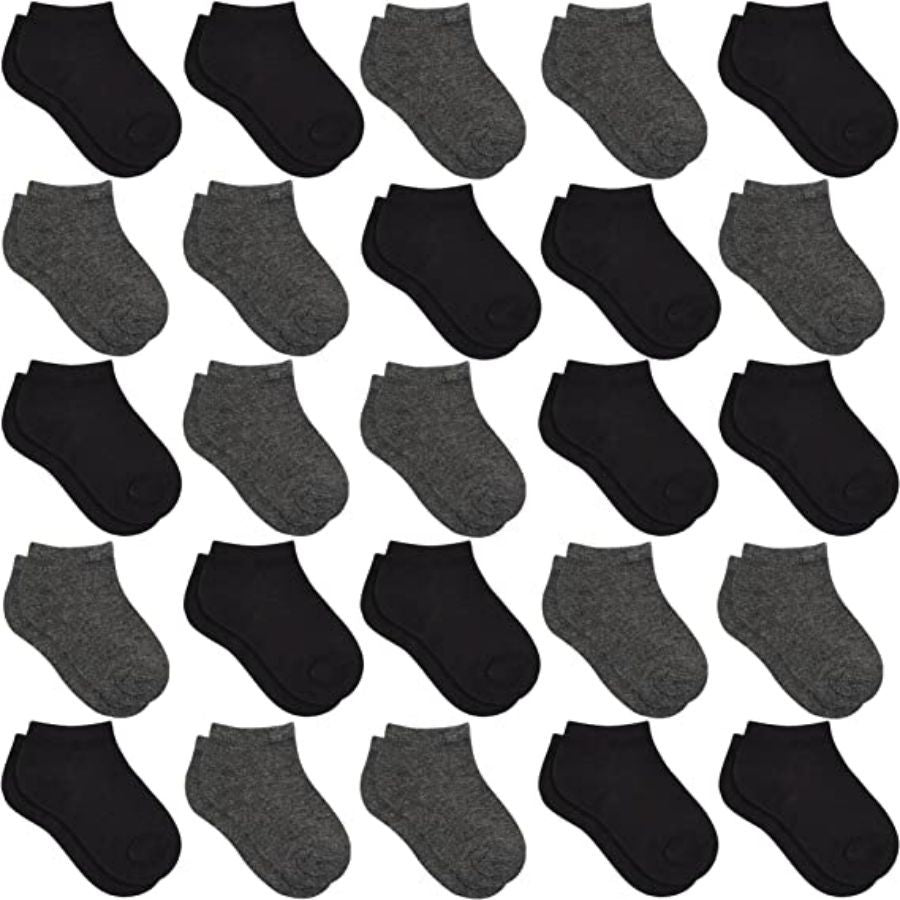 25 Pairs Boys Kids Ankle Socks Casual Plain Breathable Comfy Low Cut Boat Socks