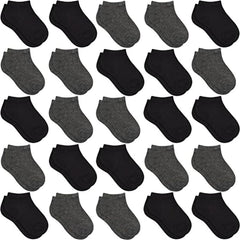 25 Pairs Boys Kids Ankle Socks Casual Plain Breathable Comfy Low Cut Boat Socks