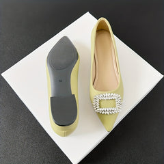 Women's Rhinestone Slip On Point Toe Heel Shoes