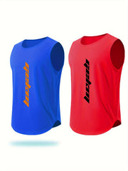 2pcs Men's Sleeveless Active Quick Dry Tank Top For Summer