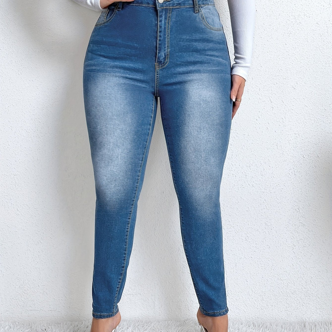 Women's Plus High Rise Skinny Pocketed Jeans
