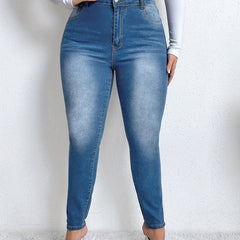 Women's Plus High Rise Skinny Pocketed Jeans