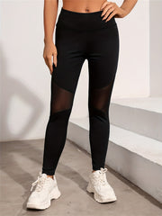 High Waist Yoga Leggings with Mesh Contrast Quick Drying