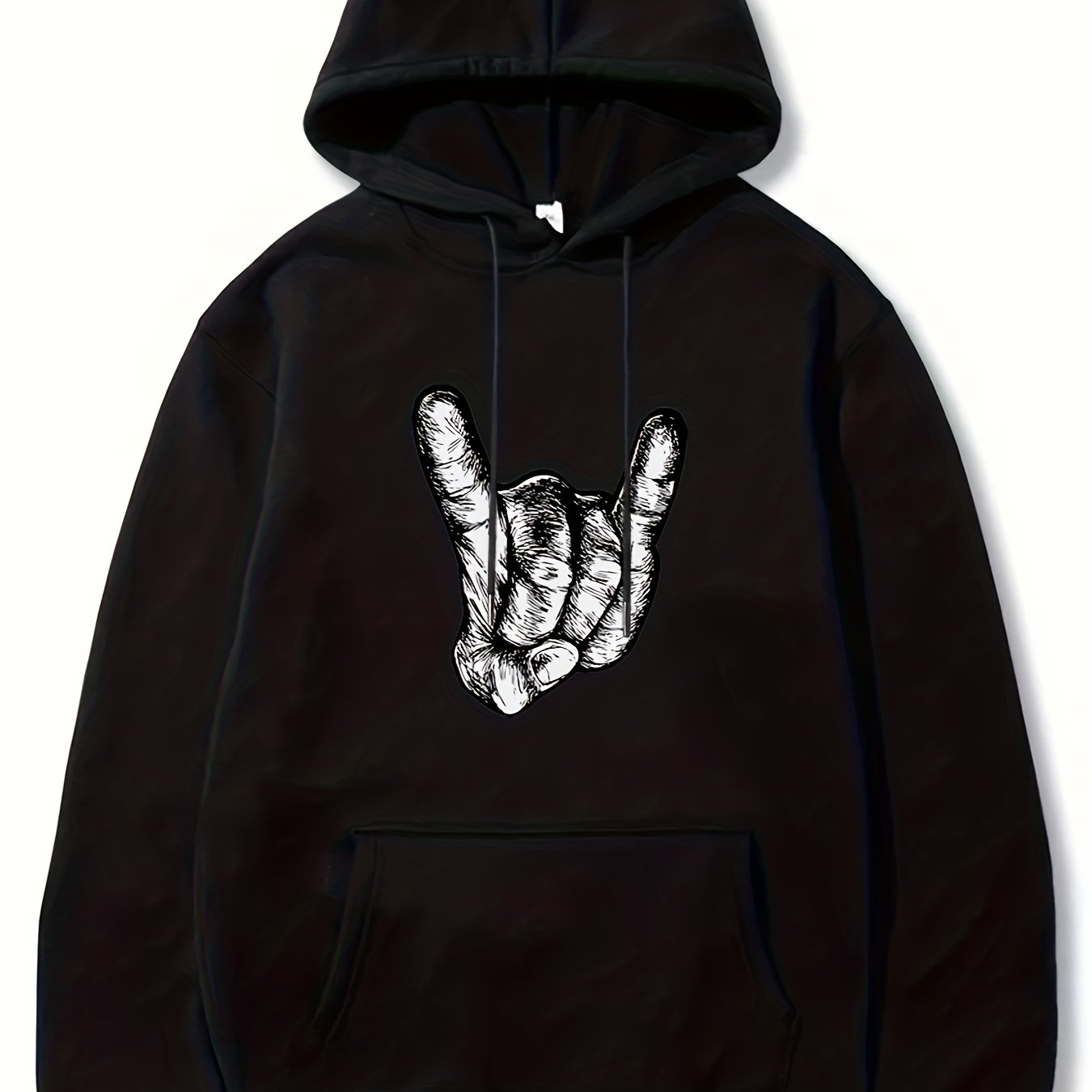 Rock Gesture Pattern Men's Hooded Sweatshirt