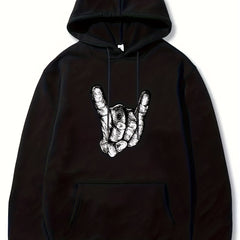 Rock Gesture Pattern Men's Hooded Sweatshirt