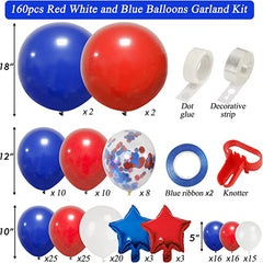 160pcs Red And Blue Balloon Garland Arch Set