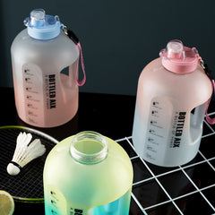 2200ML Large Capacity Water Bottle with Time Marker Gradient Design