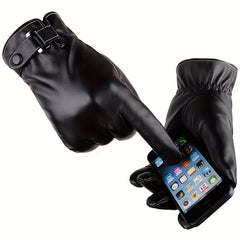 Winter Leather Gloves Full Finger Touch Screen Warm Gloves for Motorcycle
