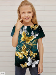 Butterfly Dreams 3D Printed Girls' Active Tee