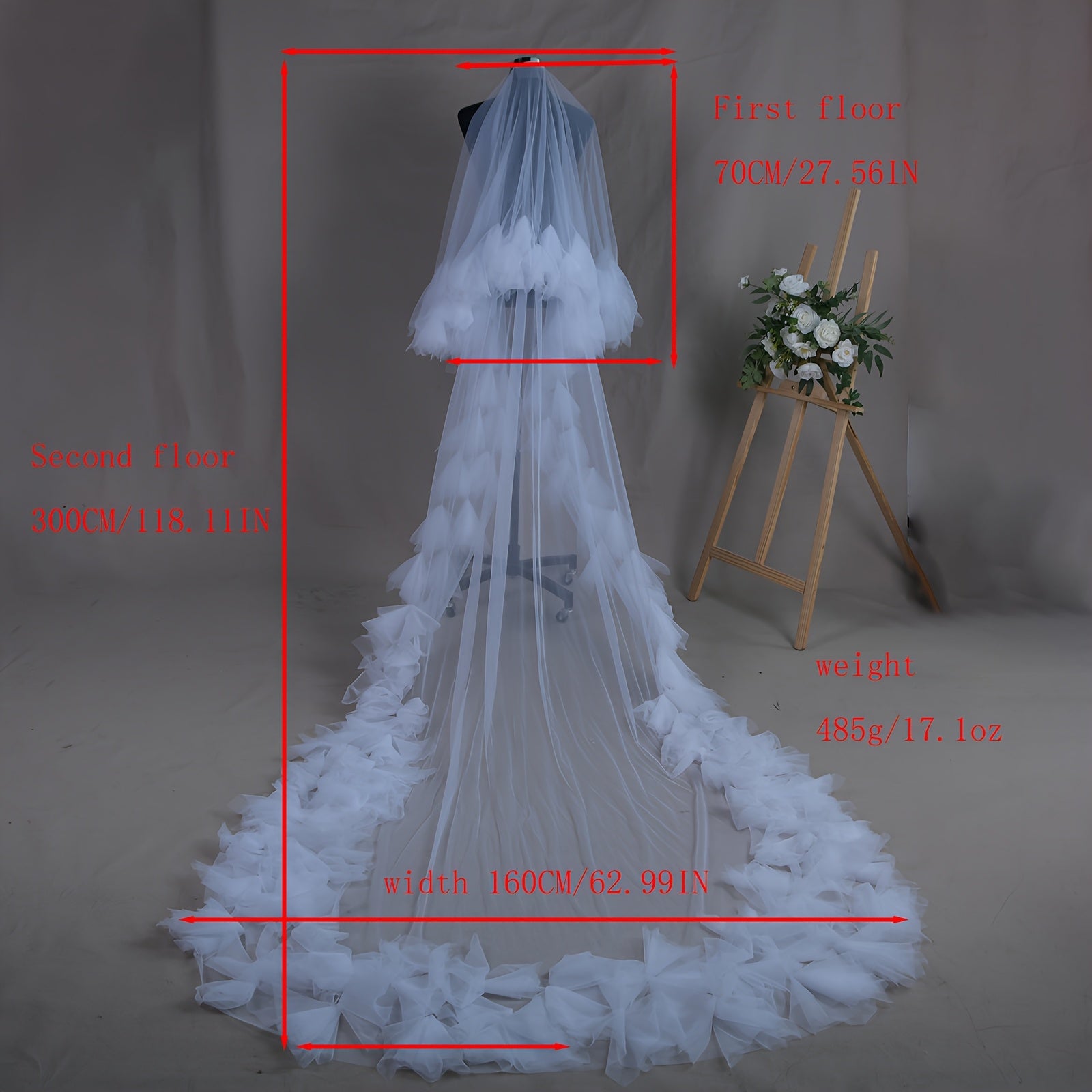 Romantic Bridal Veil with Comb and Long Train Wedding Accessory