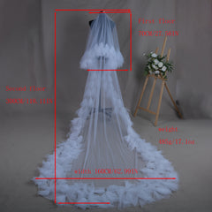 Romantic Bridal Veil with Comb and Long Train Wedding Accessory