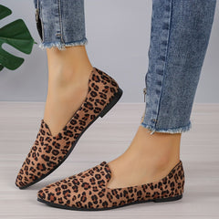 Leopard Print Slip-On Point Toe Non-Slip Shoes