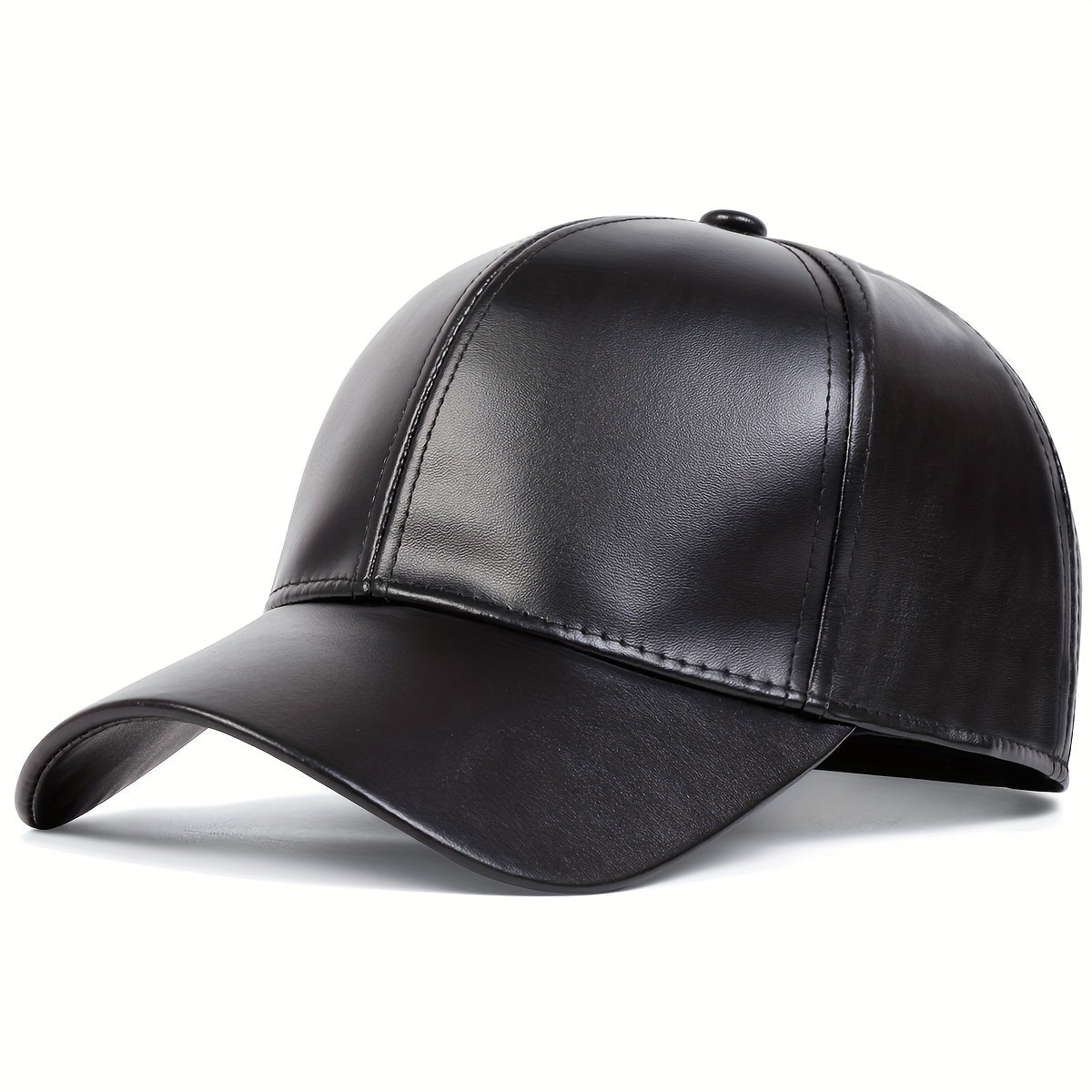 Men's PU Leather Baseball Cap Adjustable Sun Hat Hip Hop Trucker Hat