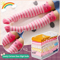 Girl's Animal Pattern Striped Knee High Socks Cotton Blend Long Stockings