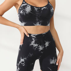 2Pcs Yoga Set Cross Back Top & Butt Lifting Shorts