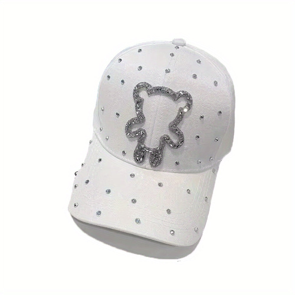 Rhinestone Teddy Couple Baseball Cap Cartoon Bear Sun Hat