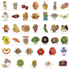 Funny Food Cat Head Stickers Waterproof Stickers