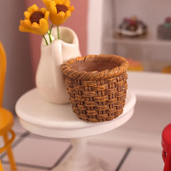 Mini Bamboo Basket Resin Ornaments for 1:12 Doll House