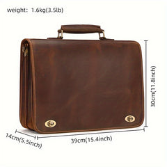 Retro Leather Business Men's Bag Crazy Horse Leather Tote Shoulder Bag