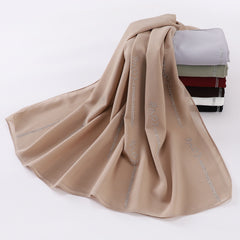 Rhinestone Chiffon Hijab Solid Long Scarf Casual Shawl Head Wrap Bandana