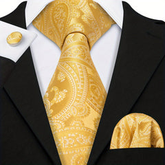 Men's Jacquard Tie & Hankerchief & Cufflinks Set