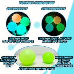 24pcs Glow In The Dark Sticky Balls Stress Balls For Adults