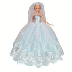 Doll Wedding Dresses with Crown Veil Party Skirts for Girl Doll