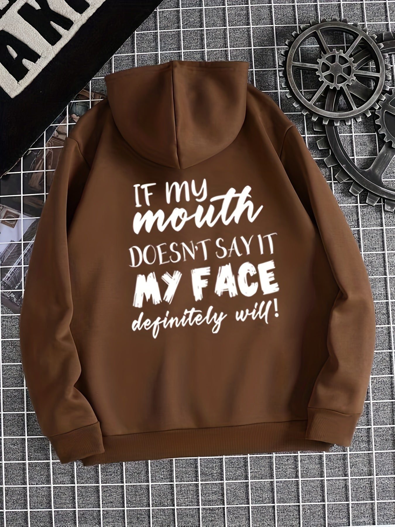 Graphic Print Drawstring Loose Hoodie Long Sleeve Sweatshirt