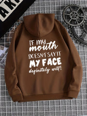 Graphic Print Drawstring Loose Hoodie Long Sleeve Sweatshirt