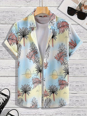 Colorful Beach Pattern Hawaiian Shirt for Summer Vacation