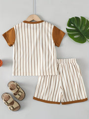 Boys York Number 23 Striped Casual Outfit Round Neck T shirt & Shorts