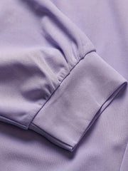 Solid Lantern Sleeve Top & Drawstring Pants Set