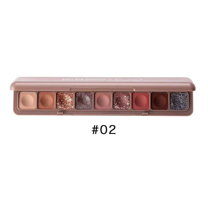 9-Color Waterproof Eyeshadow Palette with Shimmer Pearly Matte Glitter Textures