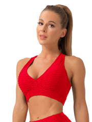 Seersucker Sports Bra High Support for Yoga and Workouts