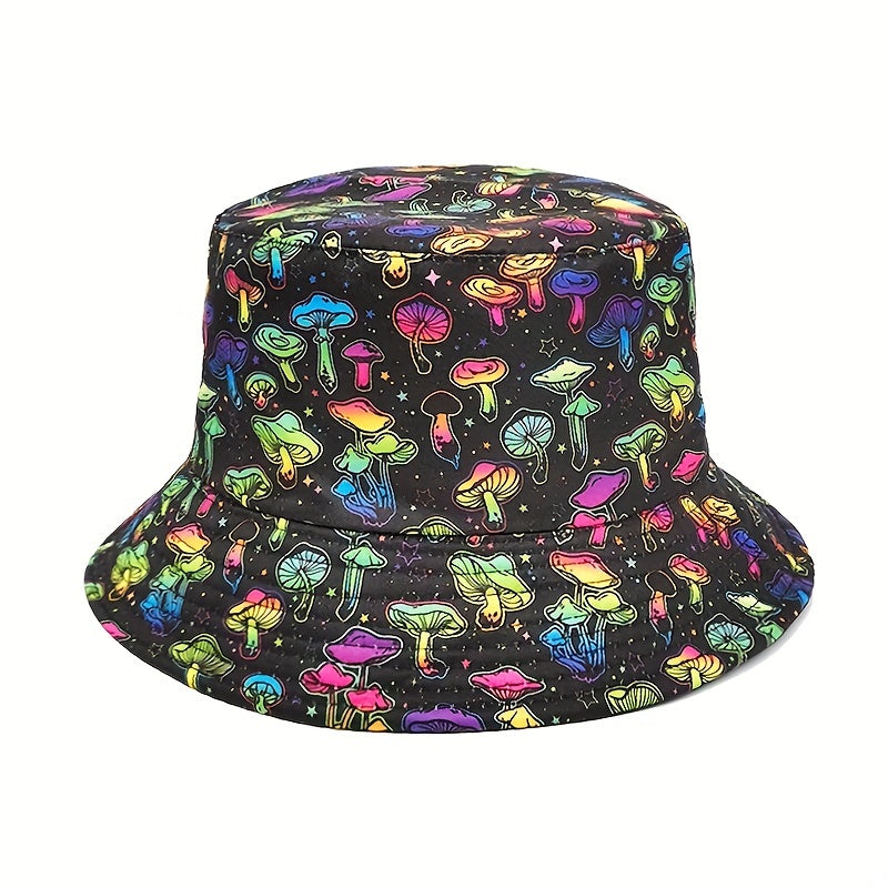 Reversible Mushroom Print Bucket Hat Y2K