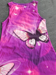 Purple Butterfly Dress for Girls 3D Print Sleeveless Summer Dress