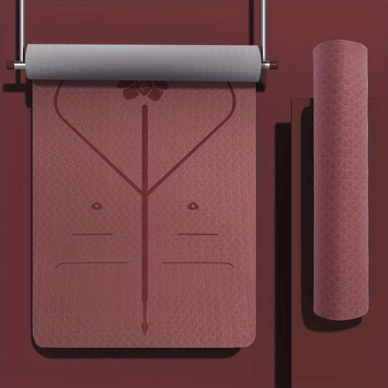 Non Slip Waterproof Yoga Mat 72x24x0.31 with Body Guide Line