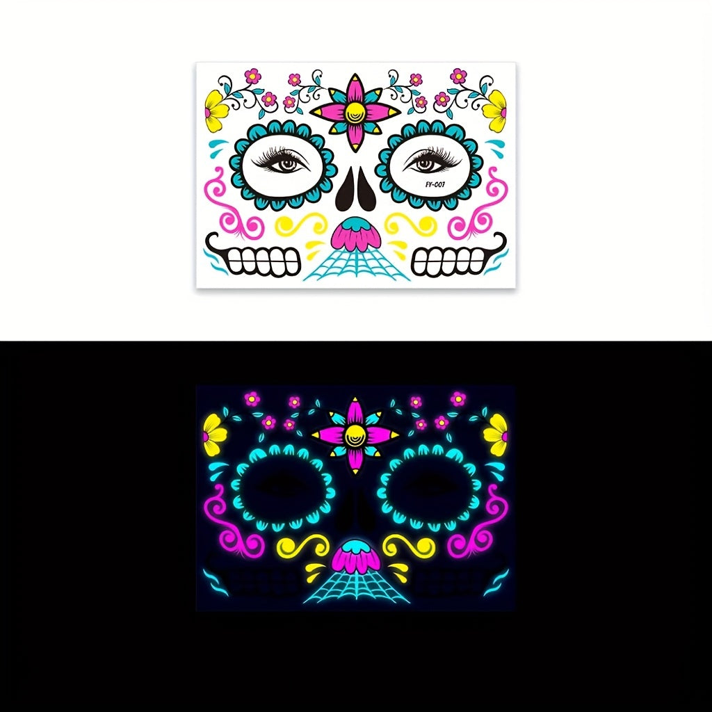 Luminous Fluorescent Stickers Halloween Dress Party Tattoo Stickers