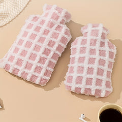 Colorful Plaid Plush Hot Water Bottle 500ml-1500ml
