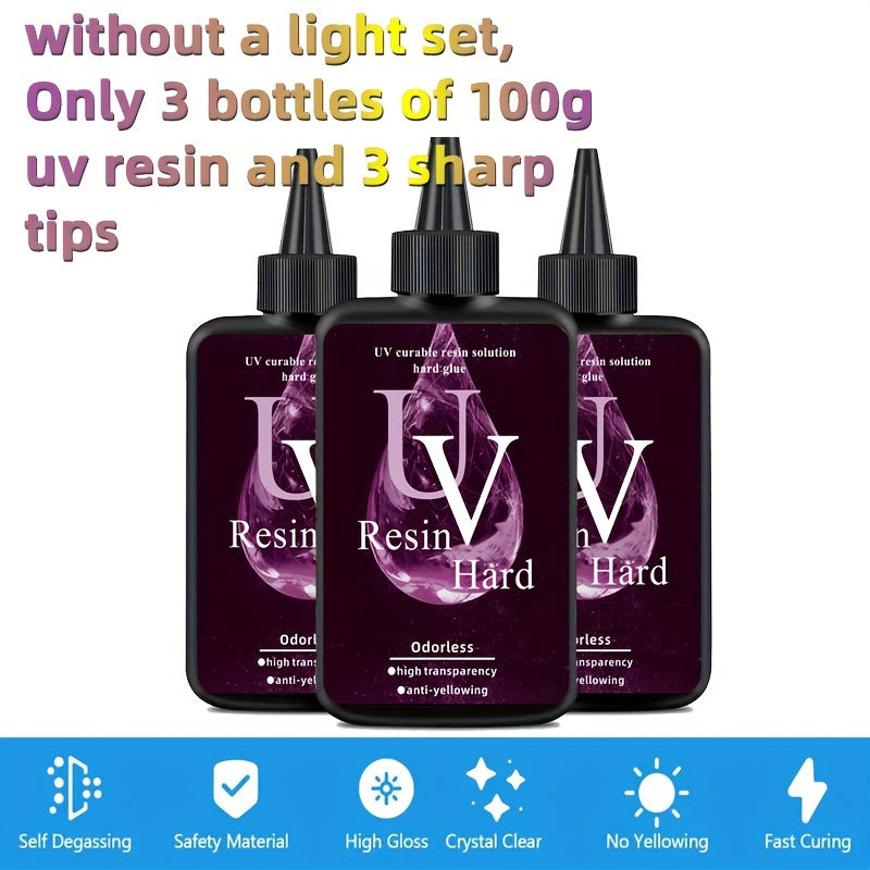 200g UV Resin Clear Hard Crystal Clear Epoxy Resin Upgraded Premixed UV Cure
