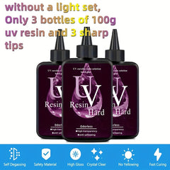 200g UV Resin Clear Hard Crystal Clear Epoxy Resin Upgraded Premixed UV Cure