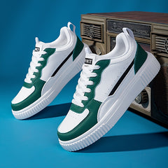 Faux Leather Block Skate Shoes Non Slip Flat Sneakers