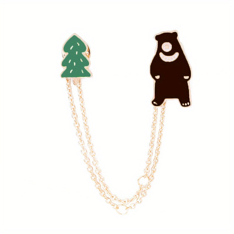 Boys Cartoon Animal Bear Pilot Wolf Brooch Corsage