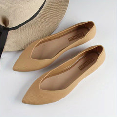 Women's Pointed Toe Ballet Flats Soft Sole Slip On Knit Shoes