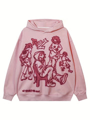 Cartoon Graphic Print Hoodie Sweatshirt Women